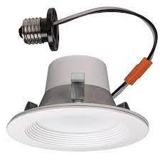 Led recessed 6 inch led round retrofit, 650 lumens 6 led trim features flicker free dimming down to 10% with many triac or forward phase dimmers. Commercial Electric Matte White Recessed Retrofit Smart Led Downlight 4 Inch Energy St The Home Depot Canada