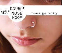 Double Hoop Nose Ring Double Nose Ring For Single Piercing Etsy In 2021 Double Nose Ring Gold Nose Hoop Nose Rings Hoop