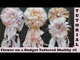 Easy shabby chic flower tutorial (no sew and no glue). Tattered Flower 2 Circle Flower No Sew Shabby Chic Tutorial Frugal By Crafty Devotion Youtube Fabric Flowers Shabby Chic Flowers Shabby Chic Fabric
