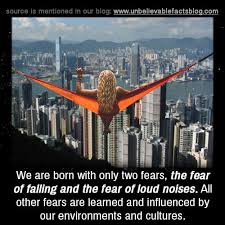We Are Born With Only Two Fears The Fear Of Falling And The Fear Of Loud Noises All Other Fears Are Learned And Influ In 2020 Fear Of Falling Unbelievable Facts Fear