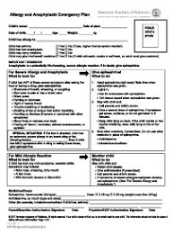 (check appropriate) to be completed by doctor foods (list): New Allergy And Anaphylaxis Action Plan Kids With Food Allergies