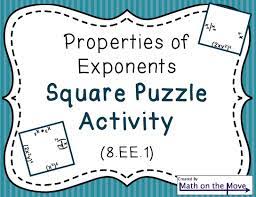 Properties Of Exponents Puzzle 8 Ee 1 Exponents Algebra Interactive Notebooks Teaching Expressions