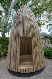 Bamboo have every where in and bamboo tree it very useful. Huts Demonstrate Regional Building Techniques At The Finnish Pavilion Bamboo Building Bamboo Garden Bamboo Design