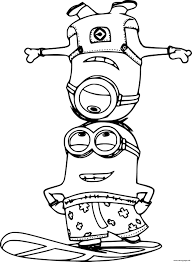 Surfing coloring pages are a fun way for kids of all ages to develop creativity, focus, motor skills and … Minions Surfing Coloring Pages Printable