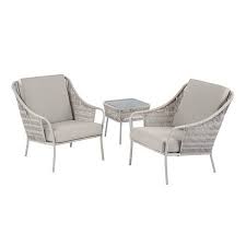 Better Homes Gardens Palomar 3 Piece Patio Woven Chat Set With Gray Cushions Walmart Com Grey Cushions Better Homes Gardens Cushions