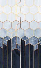 Soft Blue Hexagons Blackout Curtain Von Elisabethfredriksson Soft Blue Hexagons 2020 Art Deco Desen Tablolar Art Deco Duvar Kagidi