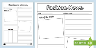 A second page is included for the children to continue and write as much as they like. Fashion Newspaper Report Template Teacher Made