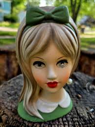 1950's Napcoware Blonde Woman Planter With Earring #X8493