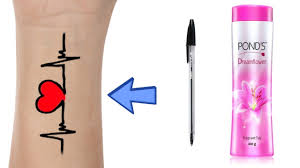 The heart symbolizes love and life, but with small unique touches it can mean so much more. How To Make Heart Beat Tattoo At Home Diy Tattoo With Pen Shock Girl Youtube