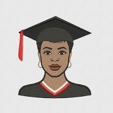 Maschinenstickerei, Graduierung Süßes Mädchen, graduierte, Schule, Diplom,  natürliches Haar, Schönheit starke Frau 11, 15, 18, 18 cm