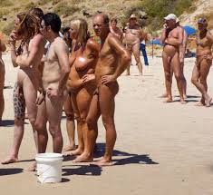 Naked Ukrainians on a crowded beach-ignoring all eyes