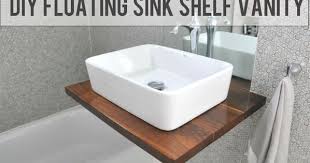Diy Walnut Floating Shelf Sink Vanity House Updated Floating Sink Floating Bathroom Sink Bathroom Sink Diy