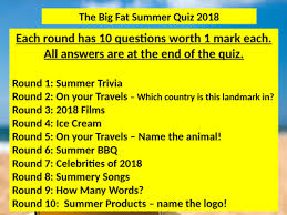 8 months ago · 99 shares. Big Fat Summer Quiz 2018 Teaching Resources
