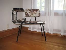 Vintage Mid Century Atomic Era Gossip Bench Phone Table Metal Gossip Bench Phone Table Retro Furniture