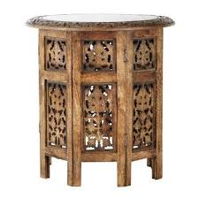 Houten Uitgehouwen Saranya Bijzettafel B 46 Cm Saranya Bout De Canape Table Bout De Canape Table De Chevet Bois