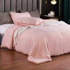 Product titlefull/queen 3pcs blue planet pattern comforter set al. Amazon Com Sexytown Peach Pink Boho Fringe Queen Comforter Set Lightweight Cute Warm Pompom Bedding Comforter Soft All Season 3 Piece 1 Comforter 2 Pompoms Fringe Pillow Shams Kitchen Dining