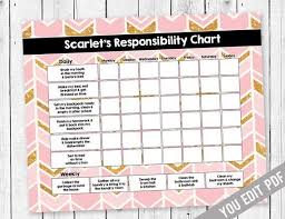 Chore Chart Printable Kids Chore Chart Pink And Gold