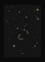 Aries Zodiac Constellation Gold Metallic Foil Print On Black Paper By Cocorrina Gemini Constellation Aries Aesthetic Aries Constellation