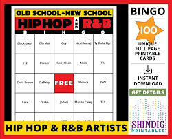 Bingo Card Game Old School New School Hip Hop And R B Artists Party Hiphop Partygames R B Bingo Cards Hip Hop And R B Dance Party Birthday