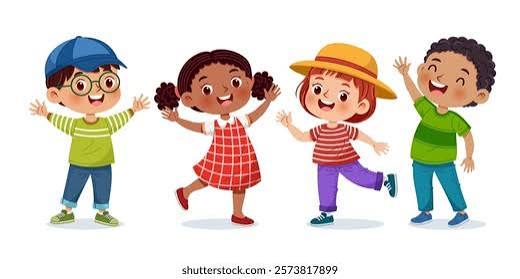 Happy Kids Vector Art & Graphics | freevector.com