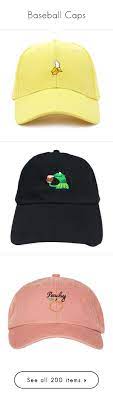Baseball Caps By Karla Jhoana Liked On Polyvore Featuring Accessories Hats Forever 21 Head Yellow Embr Forever 21 Hats Embroidered Caps Hat Embroidery