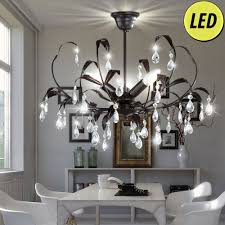 Led Decken Blätter Lampe Wohnraum Glas Kristall Kronleuchter