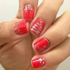 Zigzag Xmas Trees With Glitter Nails Christmas Nails Tree Nails Holiday Nails