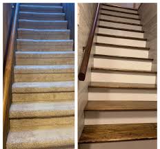 Trying to make it all wood to match the floor, will be tricky because. My First Large Interior Wood Project Carpeted Stair Removal And New Treads Risers Woodworking