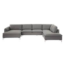 Ecksofa 7 Sitzig Aus Stoff Hellgrau City Maisons Du Monde Canape Angle Gris Canape Angle Canape En U