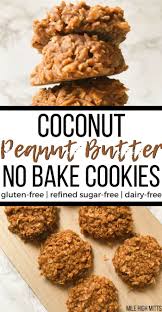 This Peanut Butter Coconut No Bake Cookie Recipe Will Hit The Spot This Summer A Healthy Cookie R Dairy Free Cookies Sugar Free Recipes Baking Recipes Cookies