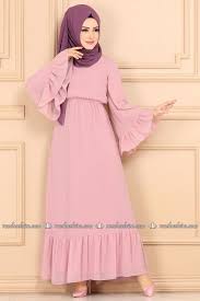 Modaselvim Elbise Volan Kollu Sifon Elbise 4034mb205 Pudra Elbise Sifon Elbise Elbise Modelleri