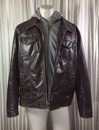 Levi Strauss Men S Brown Faux Leather Jacket With Hood Liner Size L Double Zip Leather Jacket With Hood Leather Jacket Jackets