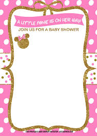 Here, you can choose one of the templates which have different design. Free Pink And Gold Minnie Baby Shower Invitation Templates Free Printable Birthday Invitation Templates Bagvania