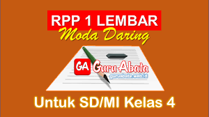 Contoh rpp daring kelas 4 sd. Rpp 1 Lembar Daring Kelas 4 Sd Mi Semester 1 Dan 2 Revisi Terbaru Guru Abata