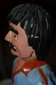 John Basch Signed Carved Man Sculpture Wooden Folk Art WOOD CARVER Vintage  70s