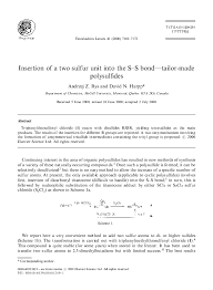 The international life sciences institute expects authors to disclose any financial relationship Pdf Insertion Of A Two Sulfur Unit Into The S S Bond Tailor Made Polysulfides David Harpp Academia Edu