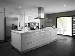 Black And Grey Kitchen Decor White Kitchens With Dark Floors 17 In 2020 White Modern Kitchen White Kitchen Dark Floors Dark Kitchen Floors