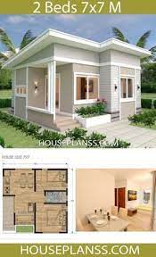 Small House Design Plans 7x7 With 2 Bedrooms House Plans 3d Di 2021 Rumah Indah Arsitektur Rumah Rumah Hijau