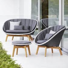 Cane Line Peacock Footstool Table Woven In 2020 Modern Balcony Furniture Balcony Furniture Porch Furniture