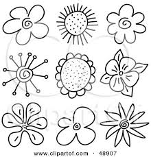 Royalty Free Rf Clipart Illustration Of A Digital Collage Of Black And White Flower Sketches By Prawny Flower Doodles Flower Sketches Clip Art