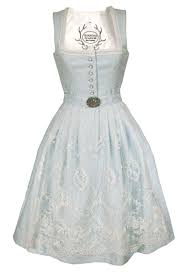 Leinen hochzeitsdirndl oxford flowers creme/rosè. Midi Dirndl Festlich In Hellblau Mit Spitzenschurze Wirkes