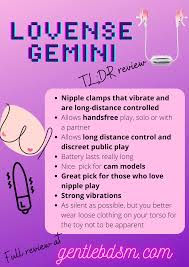 Heres our review of the Gemini, Lovenses long distance controlled  vibrating nipple clamps! Full review linked in the comments :  rGentleDungeon