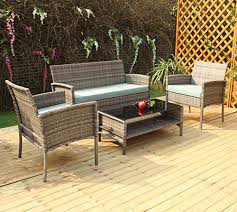 Blackrose Outdoor Garden Patio 4piece Cushioned Seat Wicker Sofa Furniture Set Promotion Gray Click Image To R Patio Outdoor Furniture Sets Sofa Furniture