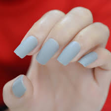 Acrylics are a combination of a liquid monomer and a powder polymer that form a paste which is bonded to both add a strengthening layer to the nail, but gels require a uv light in order to set. Light Grey Acrylic Nails Full Matte Effect Nail Tips Square Medium Lady Fake Nails With Adhesive Tabs 24 Pcs Kit Buy At The Price Of 1 25 In Aliexpress Com Imall Com