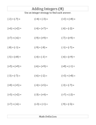 Adding Integers From 9 To 9 All Numbers In Parentheses H Integers Worksheet Subtracting Integers Adding Integers Subtracting Integers Worksheet
