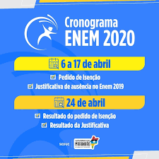 O enem é feito em dois domingos consecutivos, em novembro. Inscricoes Para Pedidos De Isencao De Taxa Do Enem 2020 Estao Abertas Jornal Pequeno