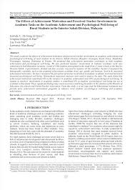 Are you interested to study human behavior? Pdf The Effects Of Achievement Motivation And Perceived Teacher Involvement In Academic Tasks On The Academic Achievement And Psychological Well Being Of Rural Students In The Interior Sabah Division Malaysia