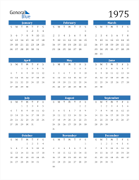 1975 Calendar Pdf Word Excel