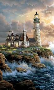 Wallpaper Viewer For Beautiful Warm Lighthouse Lighthouse Painting Lighthouse Pictures Lighthouse