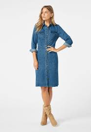 Button Front Denim Dress In Stillwater Get Great Deals At